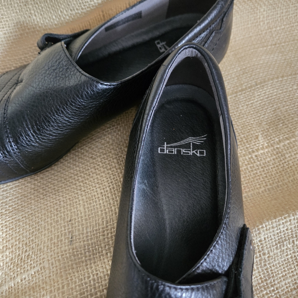 Dansko Franny Wide Black Milled Nappa Clogs EU40 US9.5Leather Womens Flats Mules - Picture 5 of 6